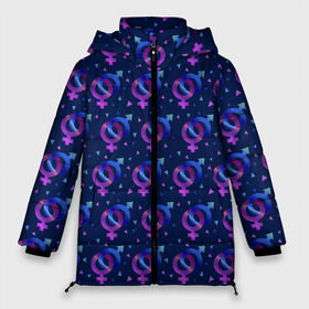 Женская зимняя куртка 3D с принтом Гендерные Символы в Белгороде, верх — 100% полиэстер; подкладка — 100% полиэстер; утеплитель — 100% полиэстер | длина ниже бедра, силуэт Оверсайз. Есть воротник-стойка, отстегивающийся капюшон и ветрозащитная планка. 

Боковые карманы с листочкой на кнопках и внутренний карман на молнии | love | амур | афродита | валентинка | влюбленность | вторая половинка | купидон | любовь | нежность | отношения | подарок любви | поцелуй | праздник любви | романтика | свидание | семья | сердечки
