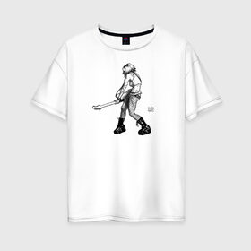 Женская футболка хлопок Oversize с принтом Rock it Baby в Белгороде, 100% хлопок | свободный крой, круглый ворот, спущенный рукав, длина до линии бедер
 | арт | гитара | музыка | рисунок | рок