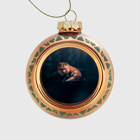 Стеклянный ёлочный шар с принтом Мудрый лис в Белгороде, Стекло | Диаметр: 80 мм | fox | foxy | животное | звери | лиса | лисенок | лисичка | милая | рыжая | фокс