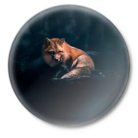 Значок с принтом Мудрый лис в Белгороде,  металл | круглая форма, металлическая застежка в виде булавки | fox | foxy | животное | звери | лиса | лисенок | лисичка | милая | рыжая | фокс