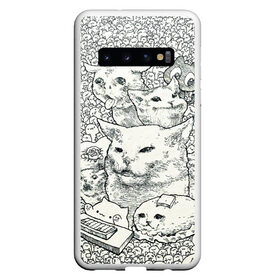 Чехол для Samsung Galaxy S10 с принтом Коты мемы кошки в Белгороде, Силикон | Область печати: задняя сторона чехла, без боковых панелей | Тематика изображения на принте: киса | киска | коты | кошечки | кошка | кошки | мем | мем кот и девушки | мем с котом | мем с кошкой | мемы