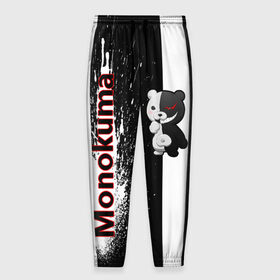 Мужские брюки 3D с принтом Monokuma в Белгороде, 100% полиэстер | манжеты по низу, эластичный пояс регулируется шнурком, по бокам два кармана без застежек, внутренняя часть кармана из мелкой сетки | Тематика изображения на принте: monokuma | игра | медведь | монокума | плюшевый | робот