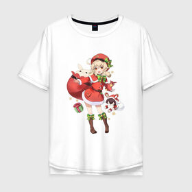Мужская футболка хлопок Oversize с принтом Рождественская Кли в Белгороде, 100% хлопок | свободный крой, круглый ворот, “спинка” длиннее передней части | арт | игрушка эмбер | кли | рисунок | рождество | танцующая игрушка | эмбер