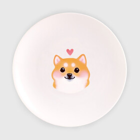 Тарелка с принтом Сиба Ину в Белгороде, фарфор | диаметр - 210 мм
диаметр для нанесения принта - 120 мм | милый щенок | пес с сердчечком | песик | сиба ину | собака