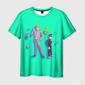 Мужская футболка 3D с принтом Моб Психо 100 в Белгороде, 100% полиэфир | прямой крой, круглый вырез горловины, длина до линии бедер | anime | mob psycho 100 | аниме | анимэ | артатака | моб | моб психо 100 | сигэо кагэяма | цубоми | шигео