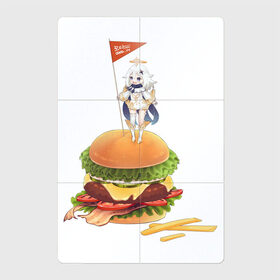 Магнитный плакат 2Х3 с принтом Завоевательница Паймон в Белгороде, Полимерный материал с магнитным слоем | 6 деталей размером 9*9 см | арт | бургер | голодная паймон | жареная картошка | захват | захватчик | картошка фри | паймон | рисунок | флаг | флажок