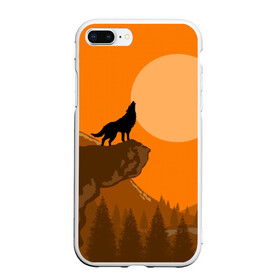 Чехол для iPhone 7Plus/8 Plus матовый с принтом Оранжевый закат в Белгороде, Силикон | Область печати: задняя сторона чехла, без боковых панелей | animals | wolf | волк | волки | животные | звери | зверь | луна | одиночество | одиночка | пёс | собака