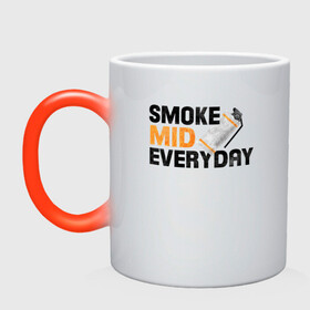 Кружка хамелеон с принтом Smoke Mid Everyday в Белгороде, керамика | меняет цвет при нагревании, емкость 330 мл | asiimov | asimov | beast | counter | counter strike | cs | easy | ez | gg | ggwp | global | go | gradient | howl | hyper | mem | meme | memes | offensive | smoke | strike | азимов | вой | градиент | зверь | контра | лого | логотип