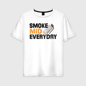 Женская футболка хлопок Oversize с принтом Smoke Mid Everyday в Белгороде, 100% хлопок | свободный крой, круглый ворот, спущенный рукав, длина до линии бедер
 | asiimov | asimov | beast | counter | counter strike | cs | easy | ez | gg | ggwp | global | go | gradient | howl | hyper | mem | meme | memes | offensive | smoke | strike | азимов | вой | градиент | зверь | контра | лого | логотип