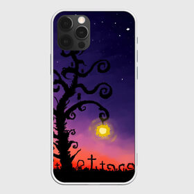 Чехол для iPhone 12 Pro Max с принтом Ночь в Белгороде, Силикон |  | Тематика изображения на принте: tegunvteg | дерево | ночь | рисунок | фонарь