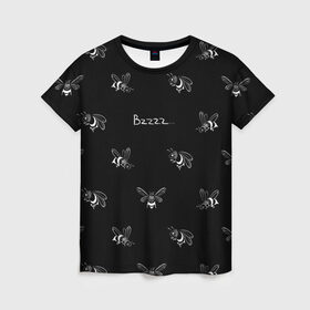 Женская футболка 3D с принтом Пчёлки в Белгороде, 100% полиэфир ( синтетическое хлопкоподобное полотно) | прямой крой, круглый вырез горловины, длина до линии бедер | коллаж | минимализм | паттерн | пчела