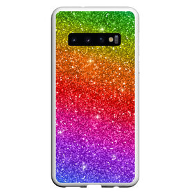 Чехол для Samsung Galaxy S10 с принтом Блестки радуги в Белгороде, Силикон | Область печати: задняя сторона чехла, без боковых панелей | абстракция | блеск | блестки | блестяжки | блестяшки | градиент | радуга | узор | фон | яркий узор