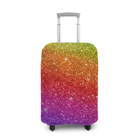Чехол для чемодана 3D с принтом Блестки радуги в Белгороде, 86% полиэфир, 14% спандекс | двустороннее нанесение принта, прорези для ручек и колес | абстракция | блеск | блестки | блестяжки | блестяшки | градиент | радуга | узор | фон | яркий узор