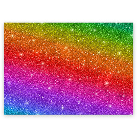 Поздравительная открытка с принтом Блестки радуги в Белгороде, 100% бумага | плотность бумаги 280 г/м2, матовая, на обратной стороне линовка и место для марки
 | абстракция | блеск | блестки | блестяжки | блестяшки | градиент | радуга | узор | фон | яркий узор