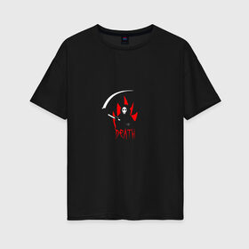 Женская футболка хлопок Oversize с принтом Grim Reaper Мрачный Жнец в Белгороде, 100% хлопок | свободный крой, круглый ворот, спущенный рукав, длина до линии бедер
 | death | жнец | огонь | пламя | скелет | страшный | череп