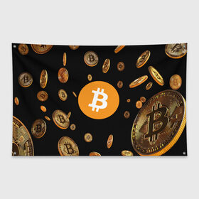 Флаг-баннер с принтом BITCOIN в Белгороде, 100% полиэстер | размер 67 х 109 см, плотность ткани — 95 г/м2; по краям флага есть четыре люверса для крепления | bitcoin | btc | биткоин | валюта | деньги | криптовалюта