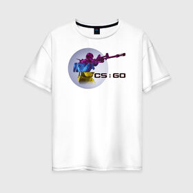 Женская футболка хлопок Oversize с принтом Counter Strike в Белгороде, 100% хлопок | свободный крой, круглый ворот, спущенный рукав, длина до линии бедер
 | counter strike | cs go | видеоигры | контр страйк | легенда | цель