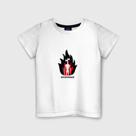 Детская футболка хлопок с принтом Sirenhead в Белгороде, 100% хлопок | круглый вырез горловины, полуприлегающий силуэт, длина до линии бедер | sirenhead | монстр | огонь | пламя | сиреноголовый | чудовище