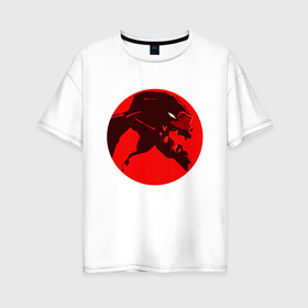 Женская футболка хлопок Oversize с принтом Евангилион в Белгороде, 100% хлопок | свободный крой, круглый ворот, спущенный рукав, длина до линии бедер
 | anime | eva | evangelion | nerv | аниме | анимэ | ева | евангилион | нерв | роботы | рэй | синдзи | япония