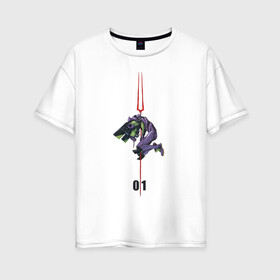 Женская футболка хлопок Oversize с принтом Евангилион в Белгороде, 100% хлопок | свободный крой, круглый ворот, спущенный рукав, длина до линии бедер
 | anime | eva | evangelion | nerv | аниме | анимэ | ева | евангилион | нерв | роботы | рэй | синдзи | япони
