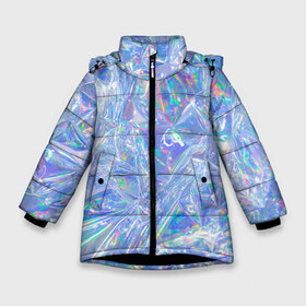Зимняя куртка для девочек 3D с принтом 3d ice glitch в Белгороде, ткань верха — 100% полиэстер; подклад — 100% полиэстер, утеплитель — 100% полиэстер. | длина ниже бедра, удлиненная спинка, воротник стойка и отстегивающийся капюшон. Есть боковые карманы с листочкой на кнопках, утяжки по низу изделия и внутренний карман на молнии. 

Предусмотрены светоотражающий принт на спинке, радужный светоотражающий элемент на пуллере молнии и на резинке для утяжки. | 3d | 3д | glitch | ice | блеск | блестки | глитч | глич | лед | мятая | пакет | свечение