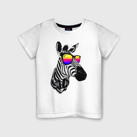 Детская футболка хлопок с принтом Зебра в Белгороде, 100% хлопок | круглый вырез горловины, полуприлегающий силуэт, длина до линии бедер | zebra | абстракция | беременна | вселенная | галактика | девочка | дочка | единорог | единорожка | животное | зверек | зверь | зебра | космос | кот | котик | лето | лиса | лисенок | милый единорог