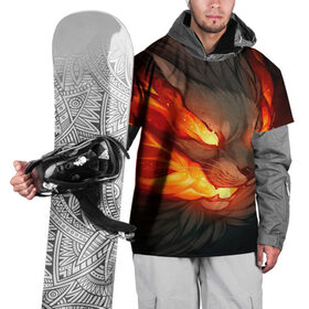 Накидка на куртку 3D с принтом Пламенный лев Inferno в Белгороде, 100% полиэстер |  | Тематика изображения на принте: 