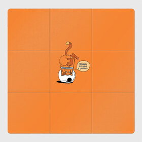 Магнитный плакат 3Х3 с принтом Хьюстон, у нас проблемы! в Белгороде, Полимерный материал с магнитным слоем | 9 деталей размером 9*9 см | банка | забавная ситуация | кот | надпись | рыжий | рыжий кот