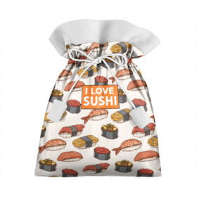 Подарочный 3D мешок с принтом I love sushi Я люблю суши в Белгороде, 100% полиэстер | Размер: 29*39 см | Тематика изображения на принте: japan | japanese | виды суши | гункан | гунканы | икра | красная икра | красная рыба | креветка | лосось | маки | нигири | омлет | паттерн | ролл | роллы | сашими | суси | узор | фастфуд | форель | футомаки