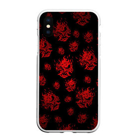 Чехол для iPhone XS Max матовый с принтом RED SAMURAI PATTERN в Белгороде, Силикон | Область печати: задняя сторона чехла, без боковых панелей | 2019 | cd project red | cyberpunk 2077 | cyberpunk fashion | hacker | keanu reeves | maelstrom | militech | night city | quadra | samurai | samurai cyberpunk 2077 | sci fi | trauma team | v | ви | киану ривз | киберпанк 2077 | логотип | роботы | 