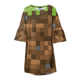 Детское платье 3D с принтом Minecraft камуфляж в Белгороде, 100% полиэстер | прямой силуэт, чуть расширенный к низу. Круглая горловина, на рукавах — воланы | minecraft | камуфляж | майнкрафт | майнкрафта | майнкрафтер | майнкрафтеры | майнкрафтонли | майнкрафтпе