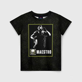 Детская футболка 3D с принтом Maestro в Белгороде, 100% гипоаллергенный полиэфир | прямой крой, круглый вырез горловины, длина до линии бедер, чуть спущенное плечо, ткань немного тянется | Тематика изображения на принте: maestro | r6s | rainbow six siege | маэстро | оперативник | персонаж