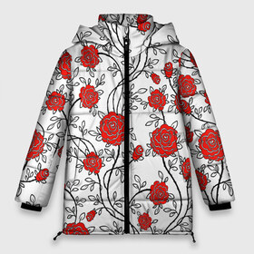 Женская зимняя куртка 3D с принтом Цветы в Белгороде, верх — 100% полиэстер; подкладка — 100% полиэстер; утеплитель — 100% полиэстер | длина ниже бедра, силуэт Оверсайз. Есть воротник-стойка, отстегивающийся капюшон и ветрозащитная планка. 

Боковые карманы с листочкой на кнопках и внутренний карман на молнии | flowers | roses | white | букет | китайский | листья | орнамент | паттерн | растения | розы | текстуры | узор | цветы