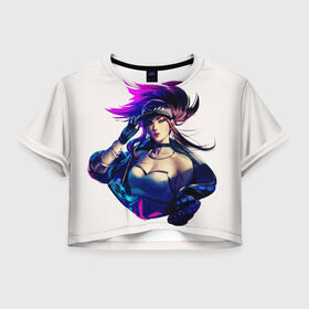 Женская футболка Crop-top 3D с принтом KDA Akali в Белгороде, 100% полиэстер | круглая горловина, длина футболки до линии талии, рукава с отворотами | k pop | kda | lol | акали | образ