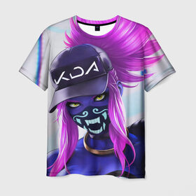 Мужская футболка 3D с принтом KDA Akali в Белгороде, 100% полиэфир | прямой крой, круглый вырез горловины, длина до линии бедер | Тематика изображения на принте: k pop | kda | lol | акали | образ