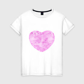Женская футболка хлопок с принтом Акварельное сердце в Белгороде, 100% хлопок | прямой крой, круглый вырез горловины, длина до линии бедер, слегка спущенное плечо | 