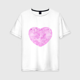 Женская футболка хлопок Oversize с принтом Акварельное сердце в Белгороде, 100% хлопок | свободный крой, круглый ворот, спущенный рукав, длина до линии бедер
 | 