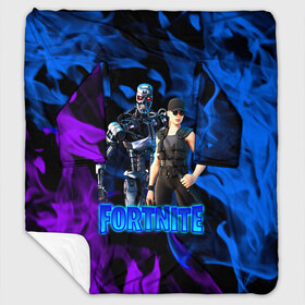 Плед с рукавами с принтом Fortnite T-800/Sarah в Белгороде, 100% полиэстер | Закругленные углы, все края обработаны. Ткань не мнется и не растягивается. Размер 170*145 | fortnite | heroes | logo game | marshmallow | marshmello | sarah | sarah connor | t 800 | terminator | битва | бойцы | игра | карась | логотипы игр | маршмеллоу | персонажи игр | робот | сара коннор | терминатор | фортнайт