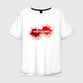 Мужская футболка хлопок Oversize с принтом Cyberpunk 2077, Arasaka corp. в Белгороде, 100% хлопок | свободный крой, круглый ворот, “спинка” длиннее передней части | Тематика изображения на принте: arasaka corporation | blood | cyberpunk 2077 | logo