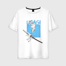 Женская футболка хлопок Oversize с принтом Усаги Ёдзимбо в Белгороде, 100% хлопок | свободный крой, круглый ворот, спущенный рукав, длина до линии бедер
 | anime | comics | usagi yojimbo | аниме | анимэ | комикс | комиксы | кролик | самурай | усаги ёдзимбо