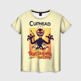 Женская футболка 3D с принтом Cuphead в Белгороде, 100% полиэфир ( синтетическое хлопкоподобное полотно) | прямой крой, круглый вырез горловины, длина до линии бедер | cup head | cuphead | game | games | игра | игры | кап хэд | купахэд