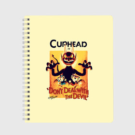 Тетрадь с принтом Cuphead в Белгороде, 100% бумага | 48 листов, плотность листов — 60 г/м2, плотность картонной обложки — 250 г/м2. Листы скреплены сбоку удобной пружинной спиралью. Уголки страниц и обложки скругленные. Цвет линий — светло-серый
 | cup head | cuphead | game | games | игра | игры | кап хэд | купахэд