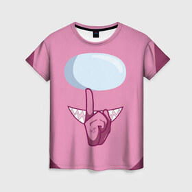 Женская футболка 3D с принтом AMONG US PINK IMPOSTOR в Белгороде, 100% полиэфир ( синтетическое хлопкоподобное полотно) | прямой крой, круглый вырез горловины, длина до линии бедер | 