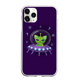 Чехол для iPhone 11 Pro Max матовый с принтом Инопланетный кот НЛО в Белгороде, Силикон |  | neon | space | вселенная | звезды | зеленые человечки | инопланетяне | космос | кот | неон | нло | огни | тарелка