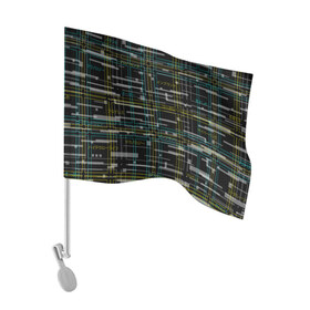 Флаг для автомобиля с принтом Cyberpunk Tartan в Белгороде, 100% полиэстер | Размер: 30*21 см | Тематика изображения на принте: cyberpunk | glitch | глитч | киберпанк | клетка | матрица | узор | футуристичный | шотландка