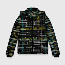 Зимняя куртка для мальчиков 3D с принтом Cyberpunk Tartan в Белгороде, ткань верха — 100% полиэстер; подклад — 100% полиэстер, утеплитель — 100% полиэстер | длина ниже бедра, удлиненная спинка, воротник стойка и отстегивающийся капюшон. Есть боковые карманы с листочкой на кнопках, утяжки по низу изделия и внутренний карман на молнии. 

Предусмотрены светоотражающий принт на спинке, радужный светоотражающий элемент на пуллере молнии и на резинке для утяжки | cyberpunk | glitch | глитч | киберпанк | клетка | матрица | узор | футуристичный | шотландка