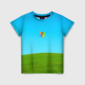 Детская футболка 3D с принтом Windows XP в Белгороде, 100% гипоаллергенный полиэфир | прямой крой, круглый вырез горловины, длина до линии бедер, чуть спущенное плечо, ткань немного тянется | win | windows | xp | вин | икспи | хп