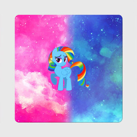 Магнит виниловый Квадрат с принтом Радуга Дэш в Белгороде, полимерный материал с магнитным слоем | размер 9*9 см, закругленные углы | Тематика изображения на принте: baby | girl | horse | kawaii | luna | my little pony | princess | rainbow | rainbow dash | девочкам | девочки | детям | единорог | животные | кавайный | конь | лошадь | луна | малыш | облака | пегас | пинки пай | пони | радуга дэш
