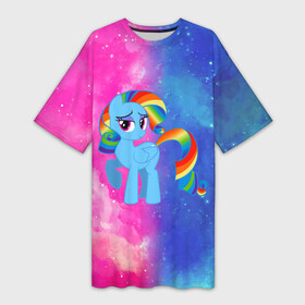 Платье-футболка 3D с принтом Радуга Дэш в Белгороде,  |  | baby | girl | horse | kawaii | luna | my little pony | princess | rainbow | rainbow dash | девочкам | девочки | детям | единорог | животные | кавайный | конь | лошадь | луна | малыш | облака | пегас | пинки пай | пони | радуга дэш