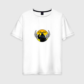 Женская футболка хлопок Oversize с принтом Counter Terrorist angel в Белгороде, 100% хлопок | свободный крой, круглый ворот, спущенный рукав, длина до линии бедер
 | counter strike | cs go | game | ангел | военный | игра | крылья | кс го | солдат | спецназ